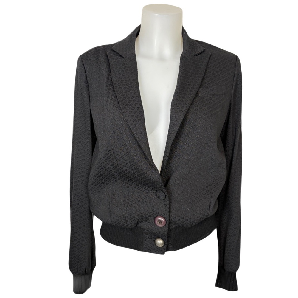 Fornarina - Sporty Black Textured Blazer with Unique Button Details